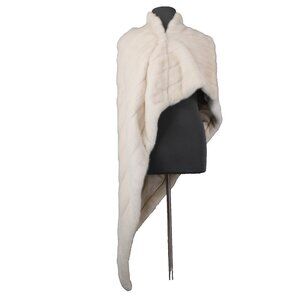 Christian Dior Mink Wrap Cream Asymmetrical Pocket Real Mink Fur AS IS Wrap